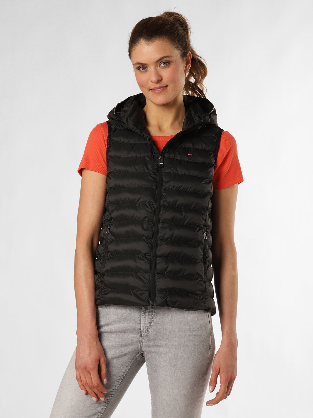 Tommy Hilfiger Damska pikowana kamizelka Kobiety Sztuczne włókno czarny jednolity, S