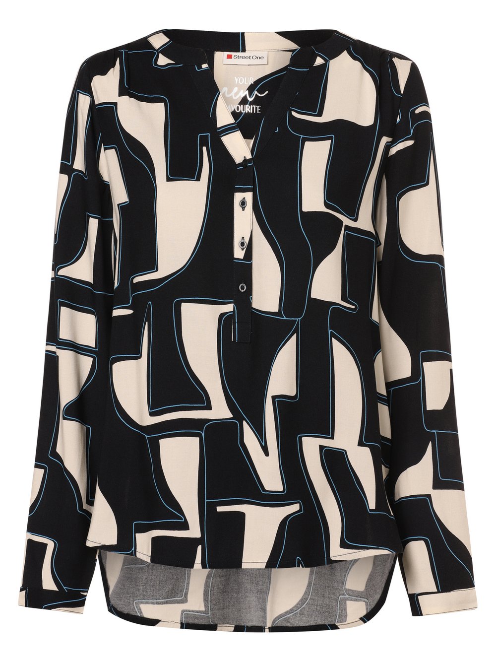 Street One Bluzka damska Kobiety wiskoza niebieski|biały wzorzysty, 36