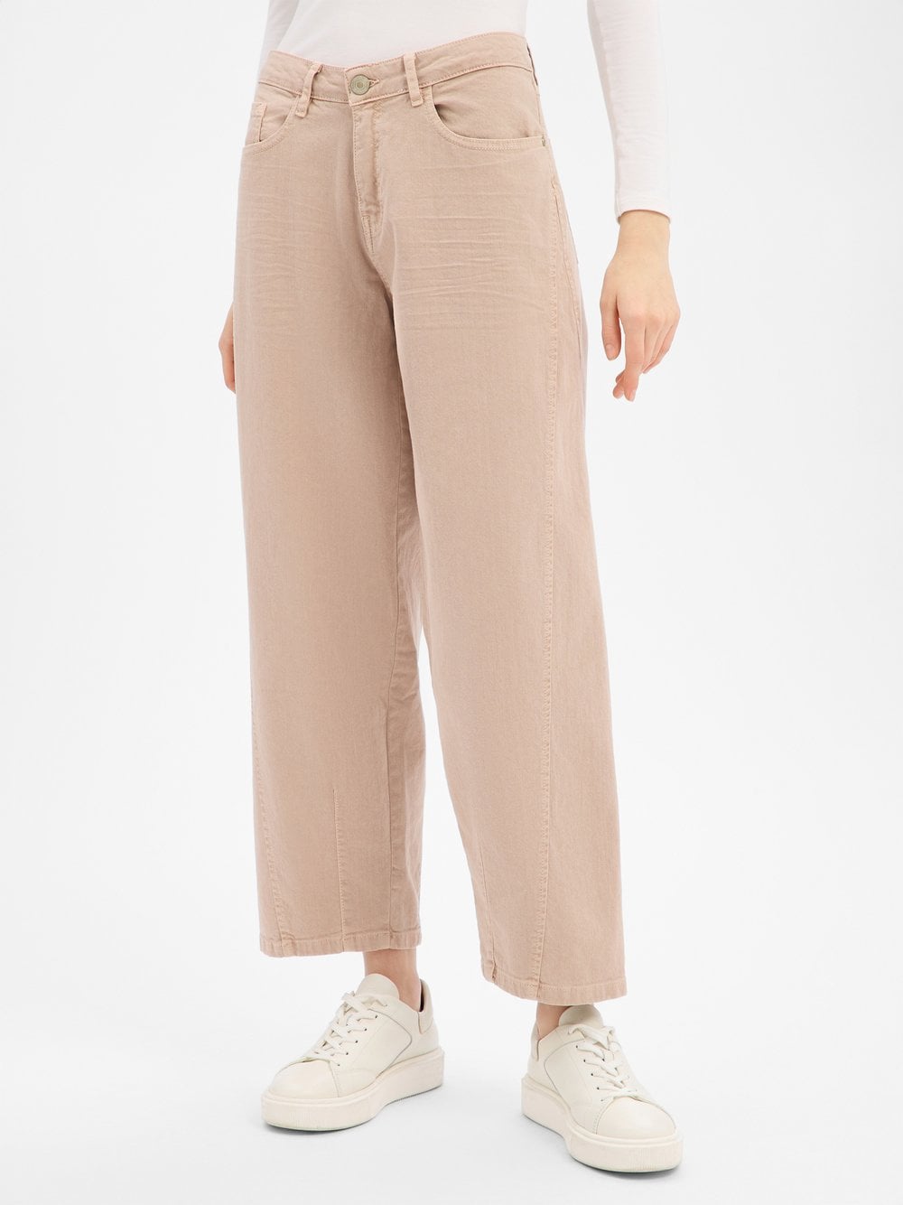 Opus Dżinsy barrel - Lolah edgy Kobiety Bawełna beżowy jednolity, 42-28