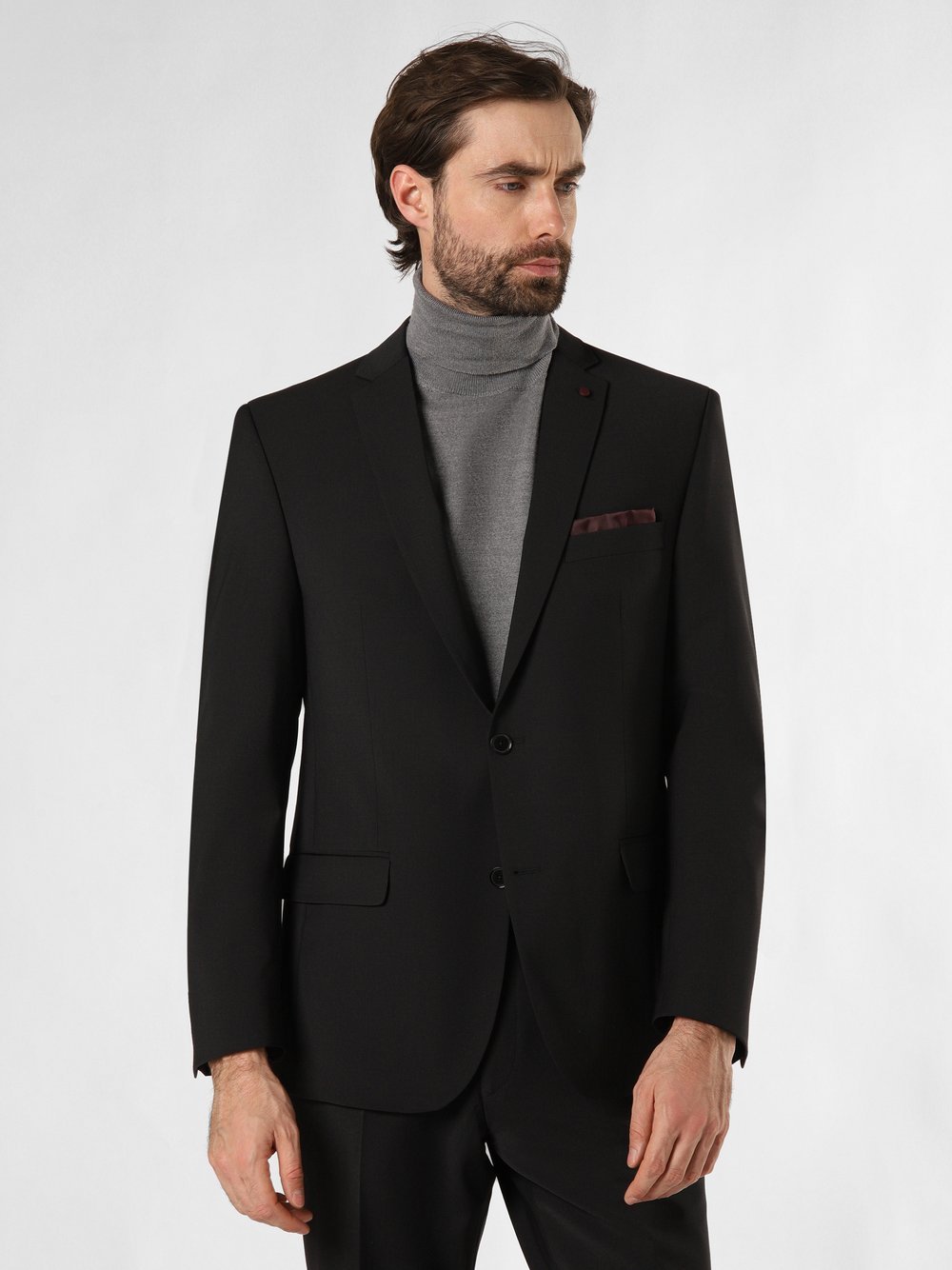 Finshley & Harding Męska kurtka modułowa - Brad Mężczyźni Regular Fit Wełna czarny jednolity, 27