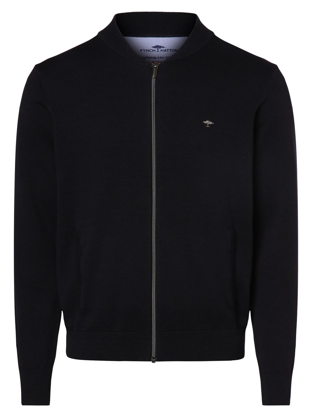 Fynch-Hatton Męski kardigan Mężczyźni Bawełna niebieski jednolity, XXXL