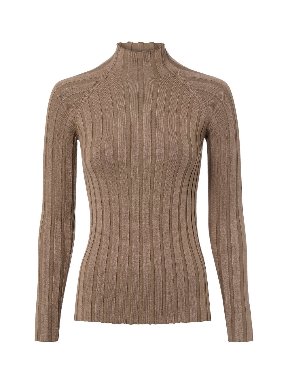 Marie Lund Damska dzianinowa koszulka z długim rękawem Kobiety brązowy wypukły wzór tkaniny, S