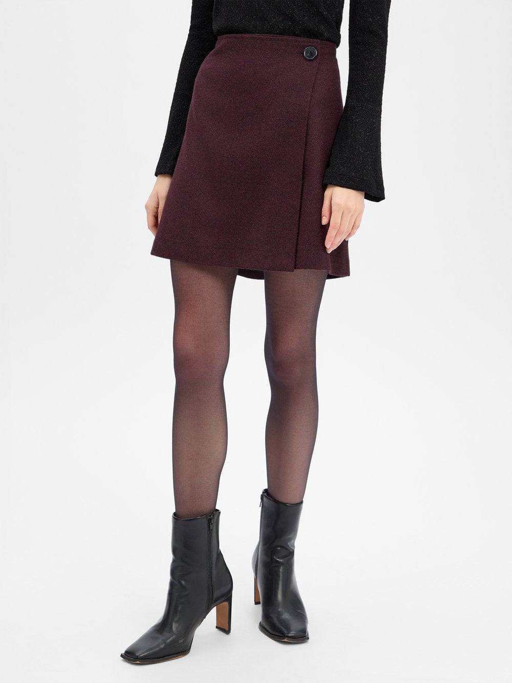 Marie Lund Damska spódnica kopertowa z zawartością wełny Kobiety czarny|lila wzorzysty, 36