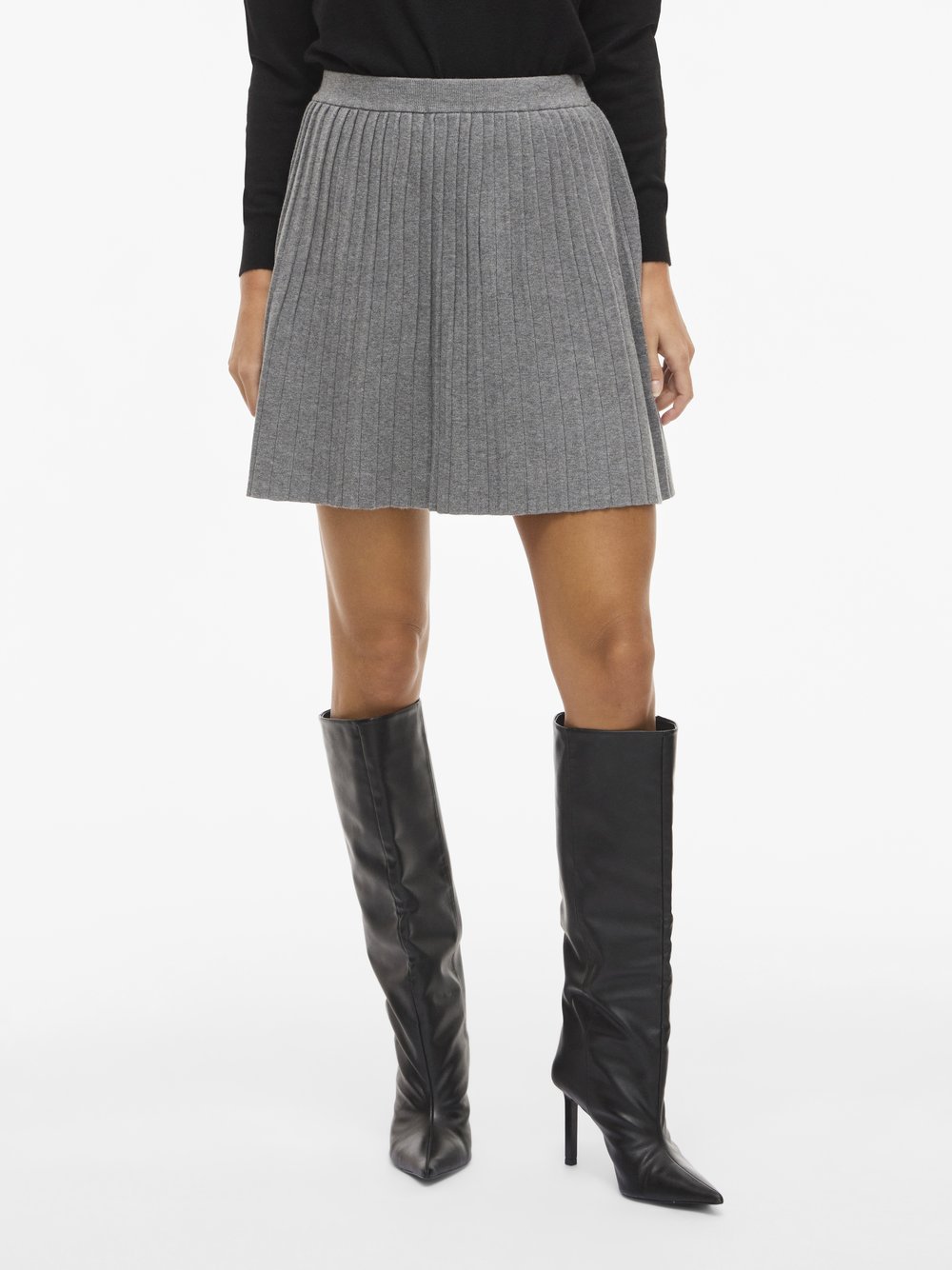 Vila Damska spódniczka mini z dzianiny - VINuria Kobiety Sztuczne włókno szary jednolity, XS
