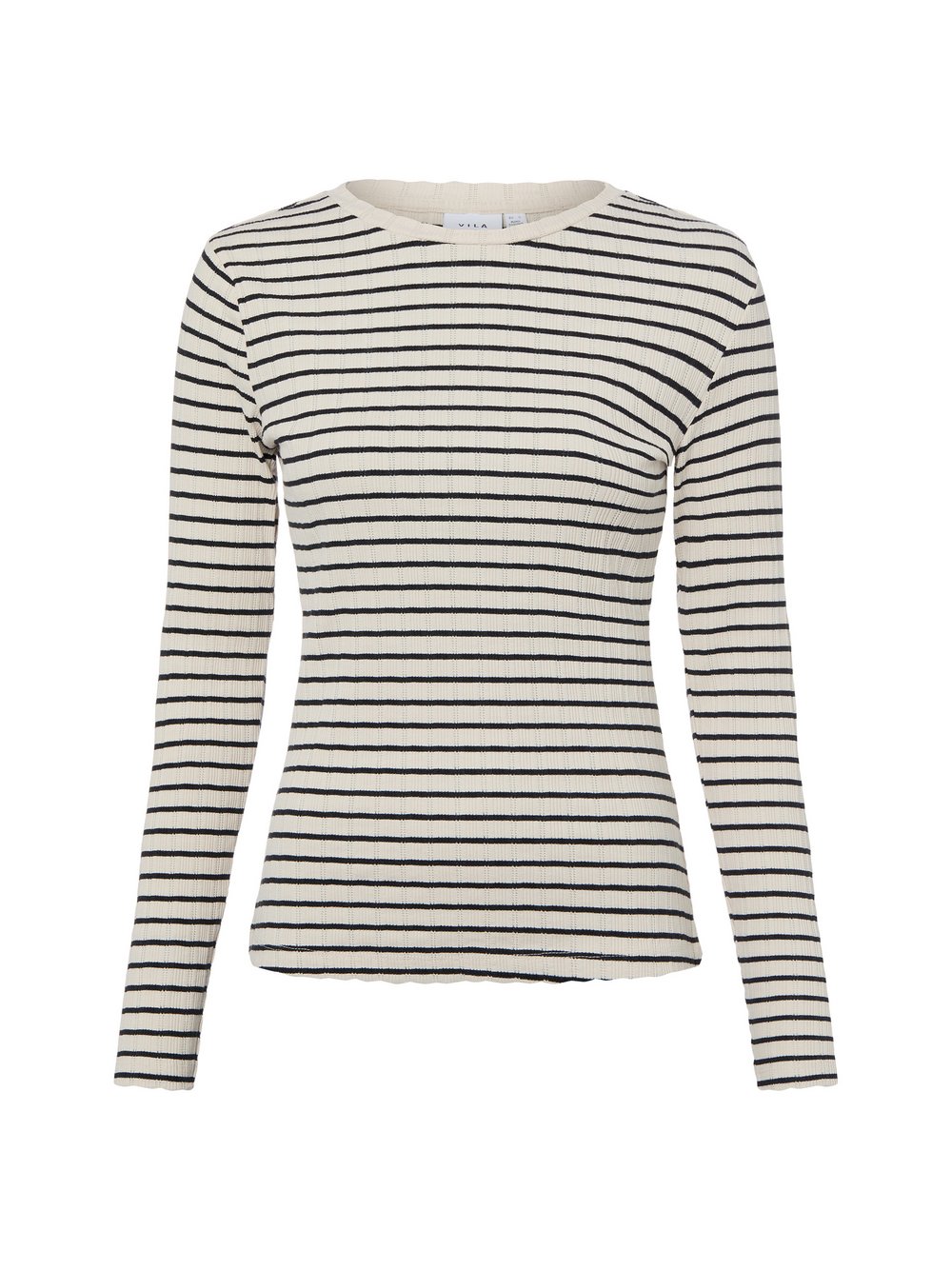 Vila Damska koszula z długim rękawem - VIAmeline Kobiety Bawełna beżowy|czarny w paski, XL