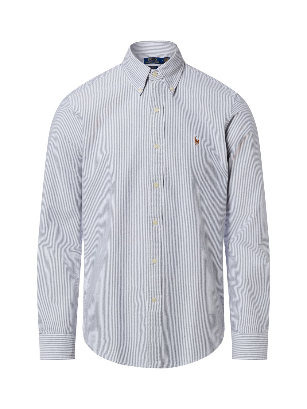 Polo Ralph Lauren Męska koszula bawełniana Mężczyźni Modern Fit Bawełna szary|biały w paski, S