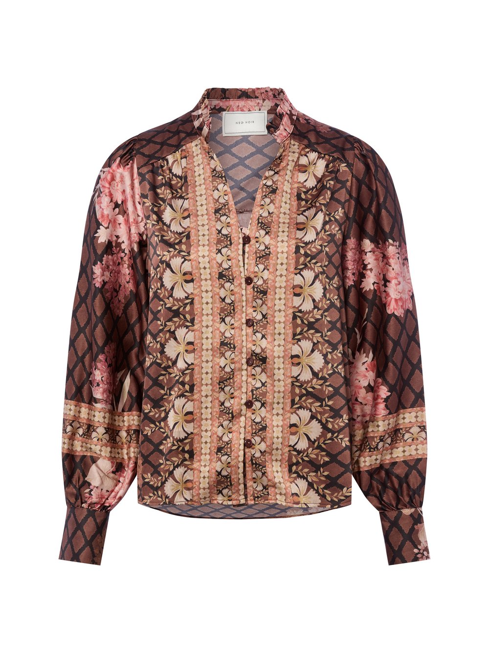 Neo Noir Bluzka damska - Massima Botanical Kobiety brązowy|pomarańczowy|wielokolorowy wzorzysty, 42