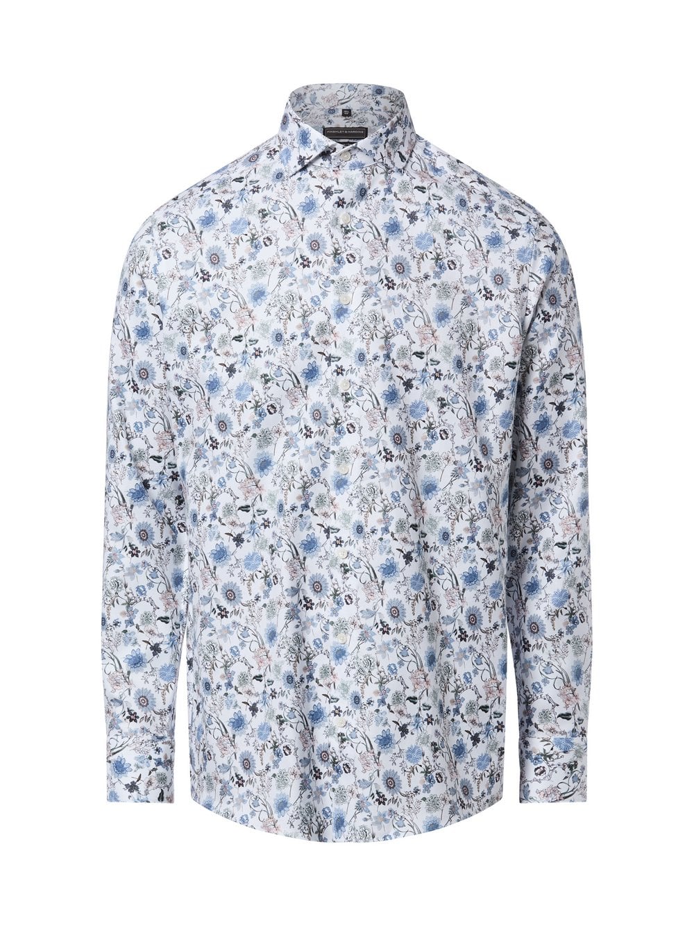 Finshley & Harding Męska koszula non-iron Mężczyźni Modern Fit Bawełna biały|niebieski|wielokolorowy wzorzysty, 42