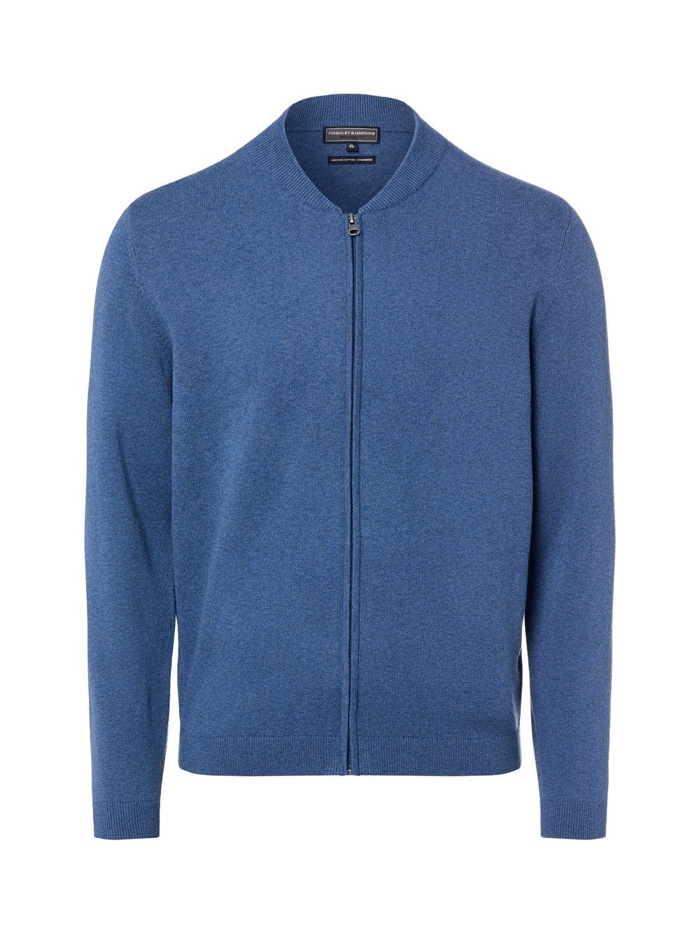 Finshley & Harding Męski kardigan z zawartością kaszmiru Mężczyźni Bawełna niebieski marmurkowy, L
