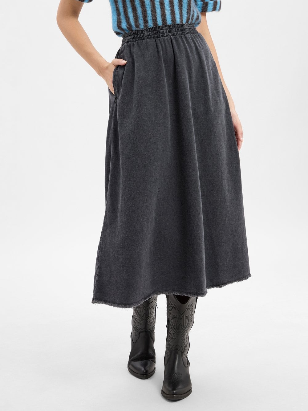 american vintage Dżinsowa spódnica damska - Jazy Kobiety Bawełna szary jednolity, S