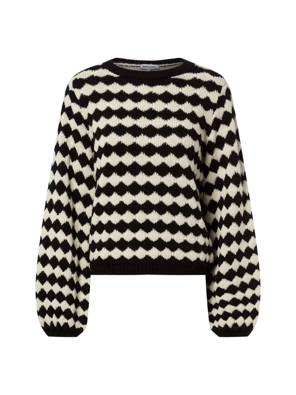 More & More Sweter damski z zawartością wełny Kobiety Sztuczne włókno biały|czarny wzorzysty, 36