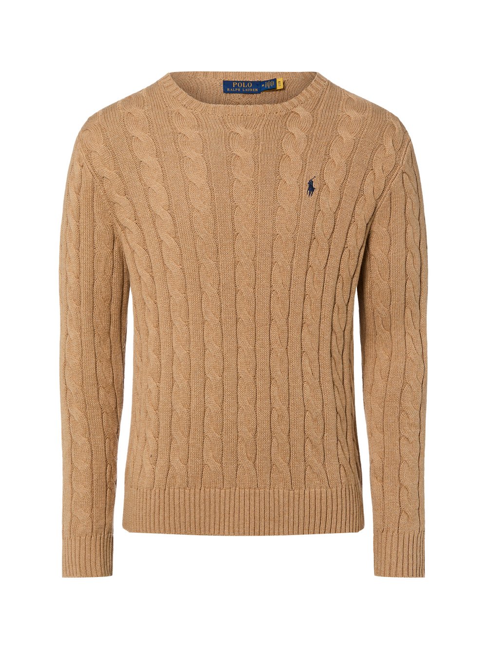 Polo Ralph Lauren Męski sweter z dzianiny Mężczyźni Bawełna brązowy jednolity, M