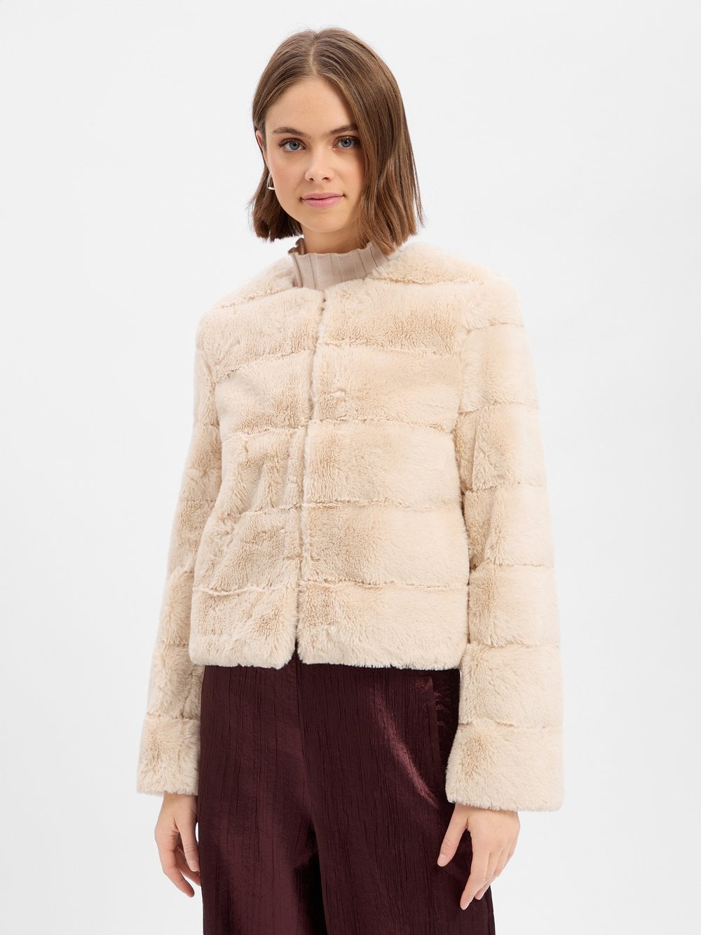 More & More Damska kurtka ze sztucznego futra Kobiety Sztuczne włókno beżowy jednolity, 38