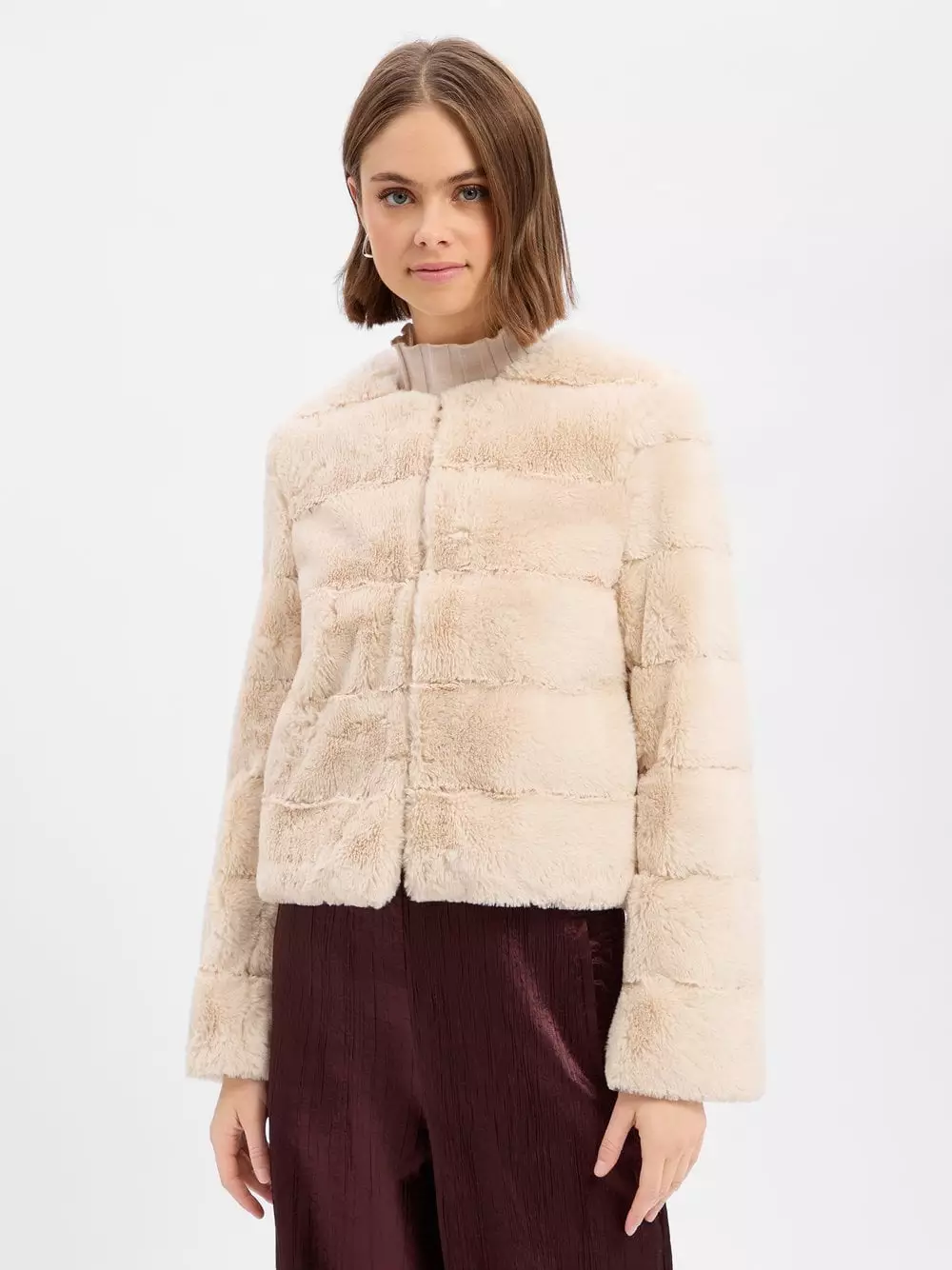 More & More Damska kurtka ze sztucznego futra Kobiety Sztuczne włókno beżowy jednolity, 38