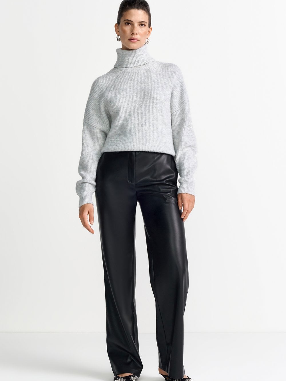 Rich & Royal Sweter damski z dzianiny Kobiety Sztuczne włókno szary marmurkowy, L