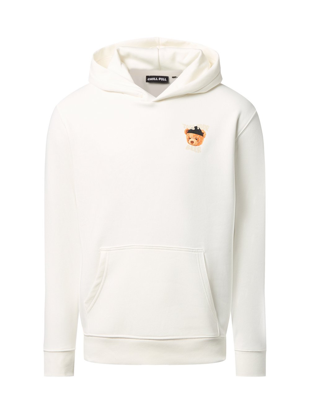 Chill Pill Męska bluza z kapturem - Beer Bear Mężczyźni Bawełna biały|wielokolorowy nadruk, M