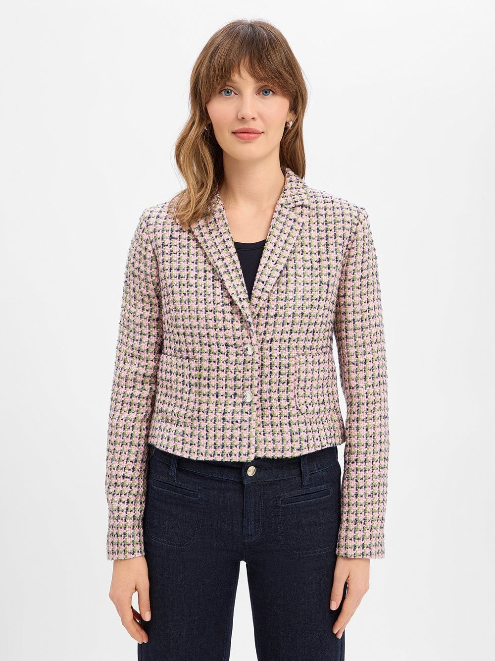 More & More Krótka marynarka damska Kobiety Sztuczne włókno różowy|zielony|niebieski w kratkę, 34