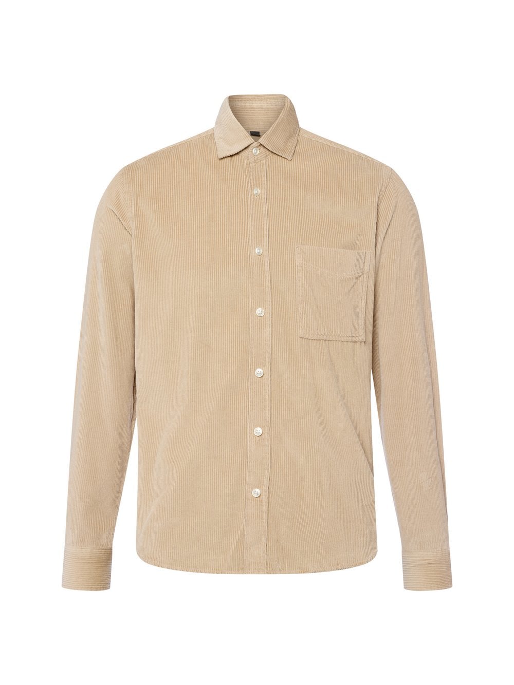Nils Sundström Męska koszula sztruksowa Mężczyźni Regular Fit Bawełna beżowy jednolity, L