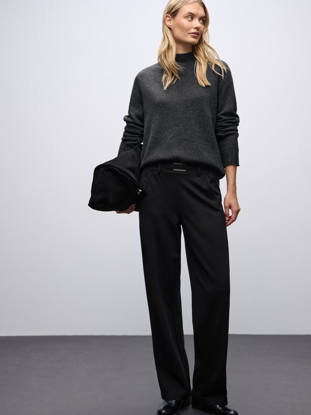 Street One Sweter damski z dzianiny Kobiety czarny|szary marmurkowy, 36