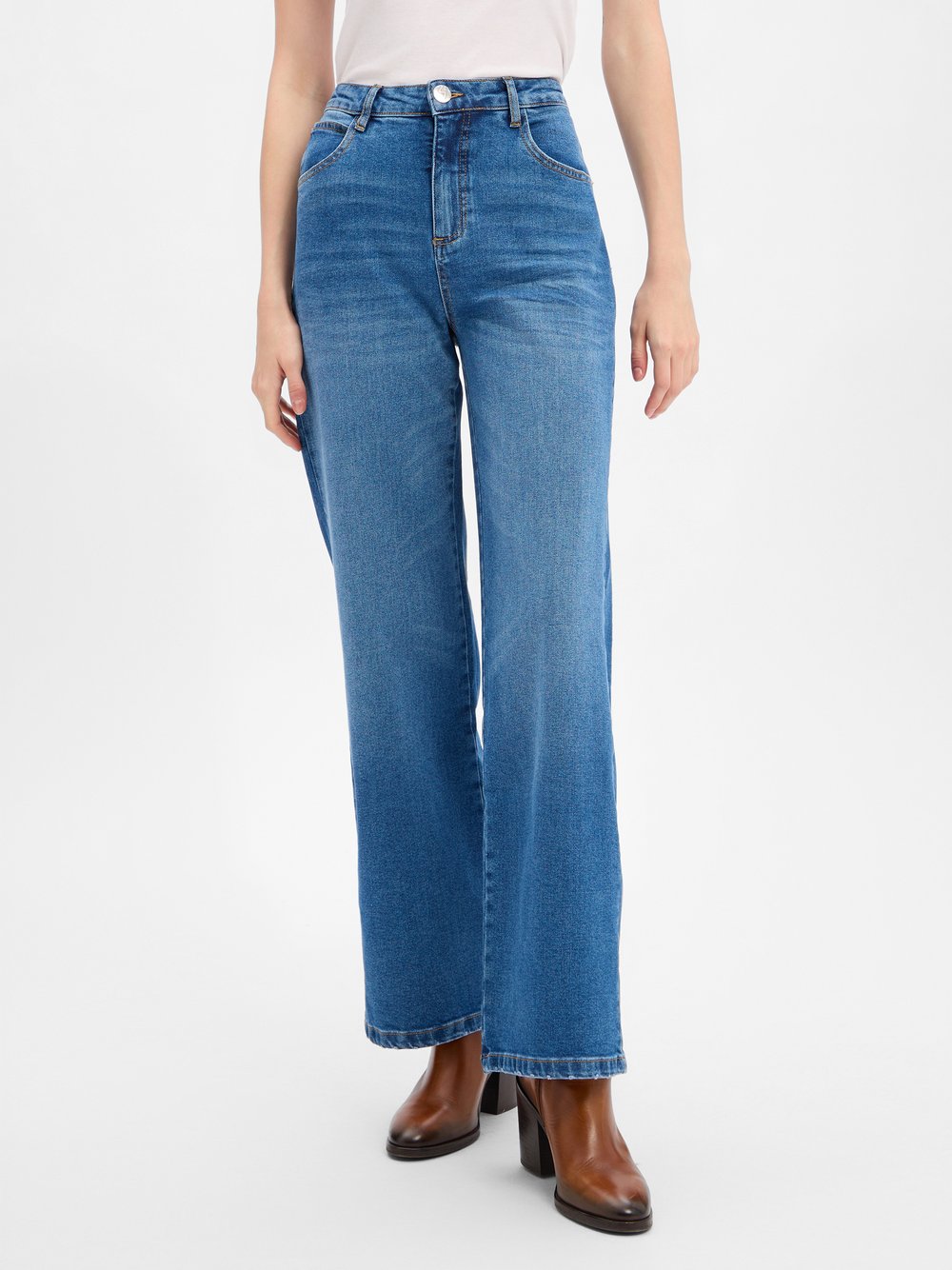 Opus Dżinsy o szerokim kroju - Mivy Kobiety Bawełna niebieski jednolity, 42-31