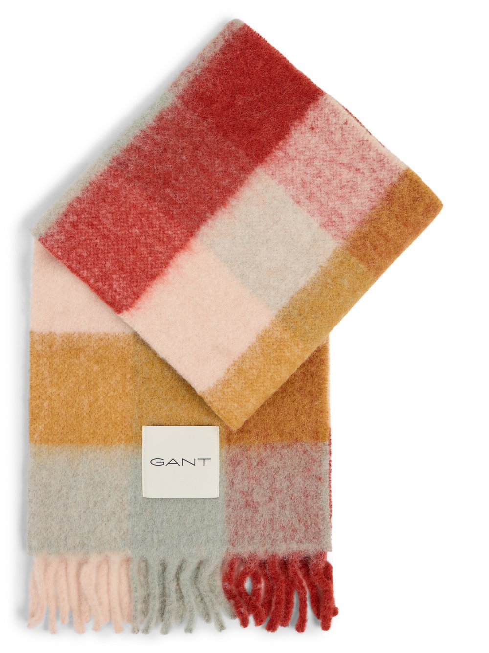 Gant Damski szalik z zawartością alpaki Kobiety czerwony|żółty w kratkę, 22