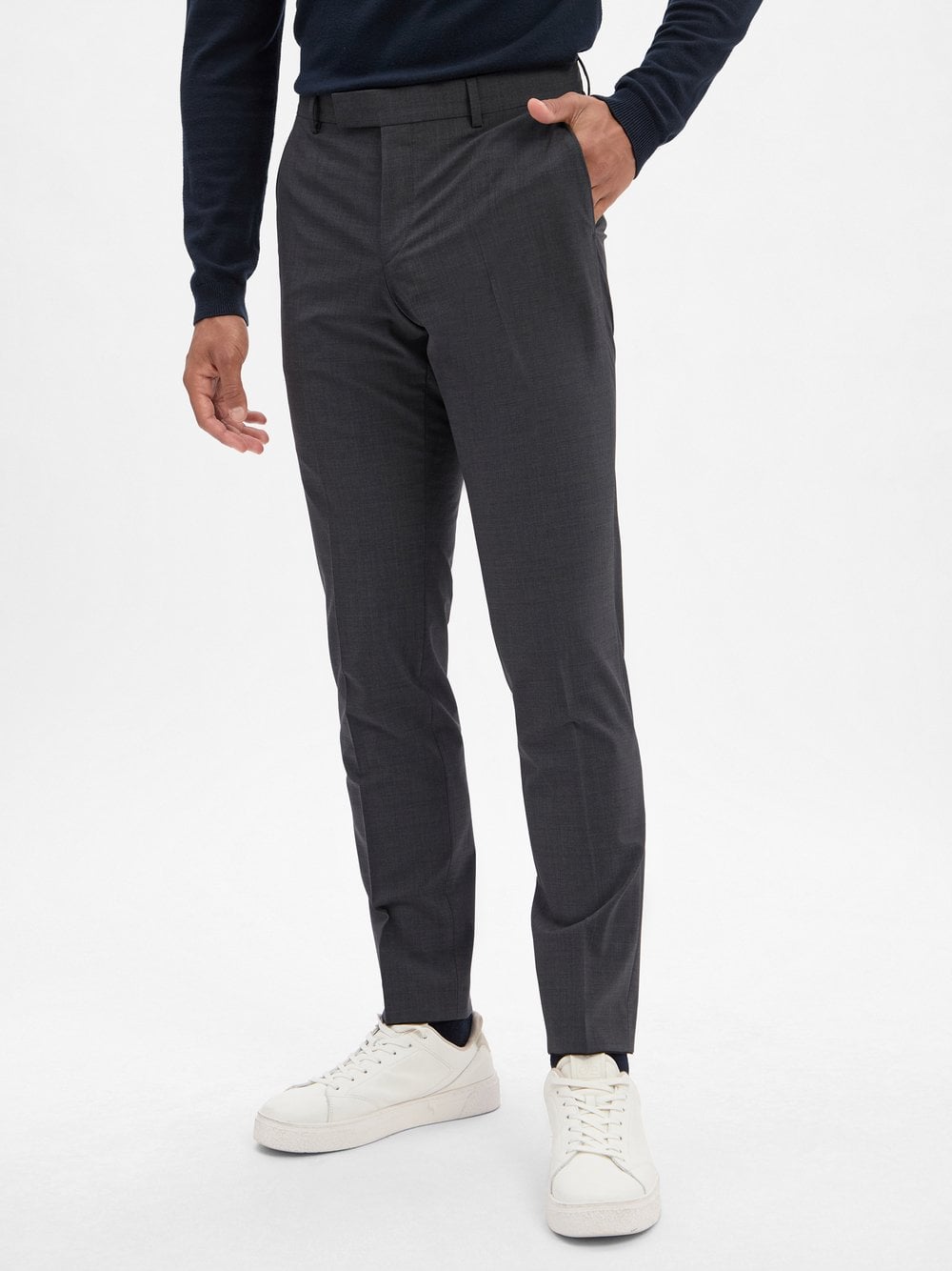 BOSS Męskie spodnie z wełny dziewiczej Baukasten - H-Gio-MM-C-NF Mężczyźni Slim Fit szary jednolity, 50