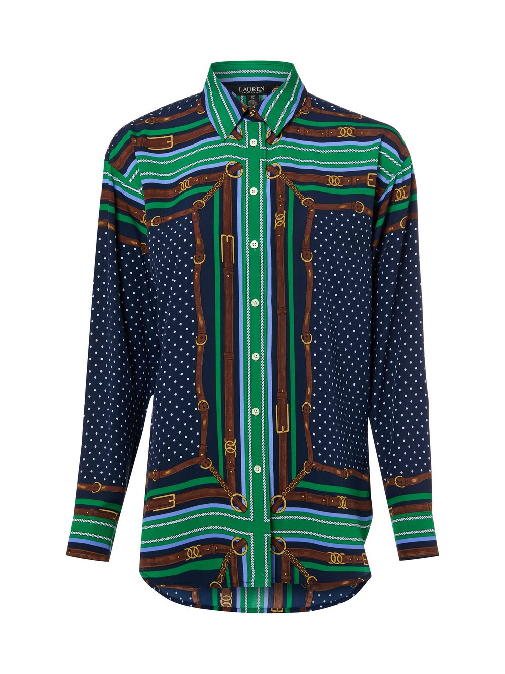 Lauren Ralph Lauren Damska bluzka koszulowa Kobiety niebieski|zielony|wielokolorowy wzorzysty, M