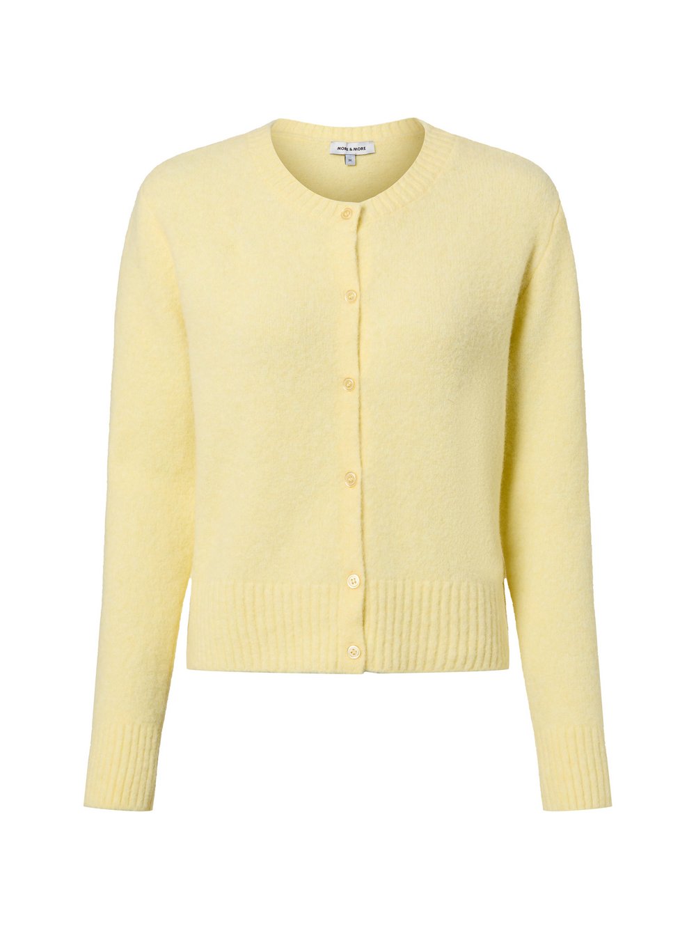 More & More Kardigan damski z zawartością wełny Kobiety Sztuczne włókno żółty jednolity, 42