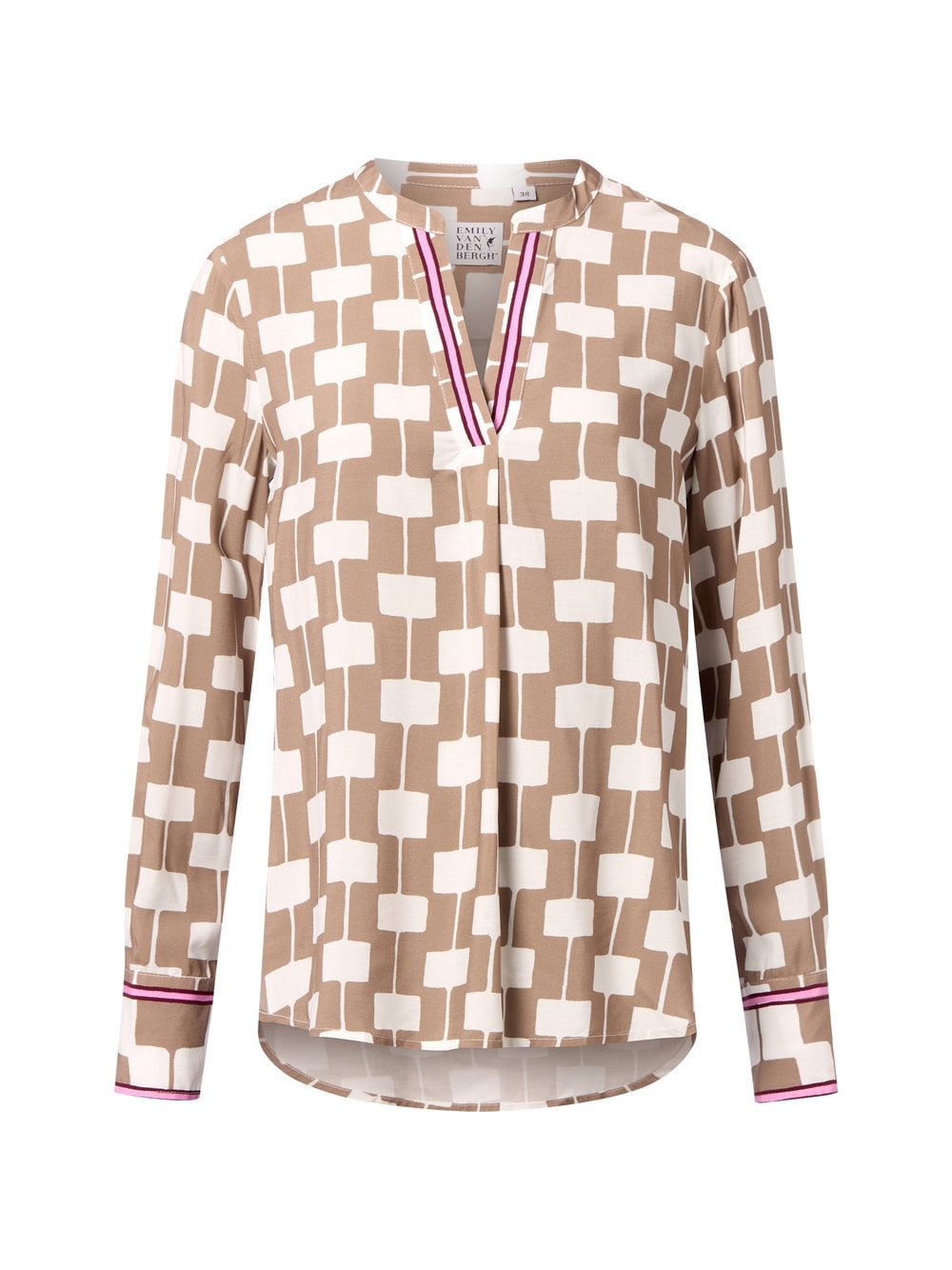 Emily van den Bergh Bluzka damska tunika Kobiety wiskoza brązowy wzorzysty, 44