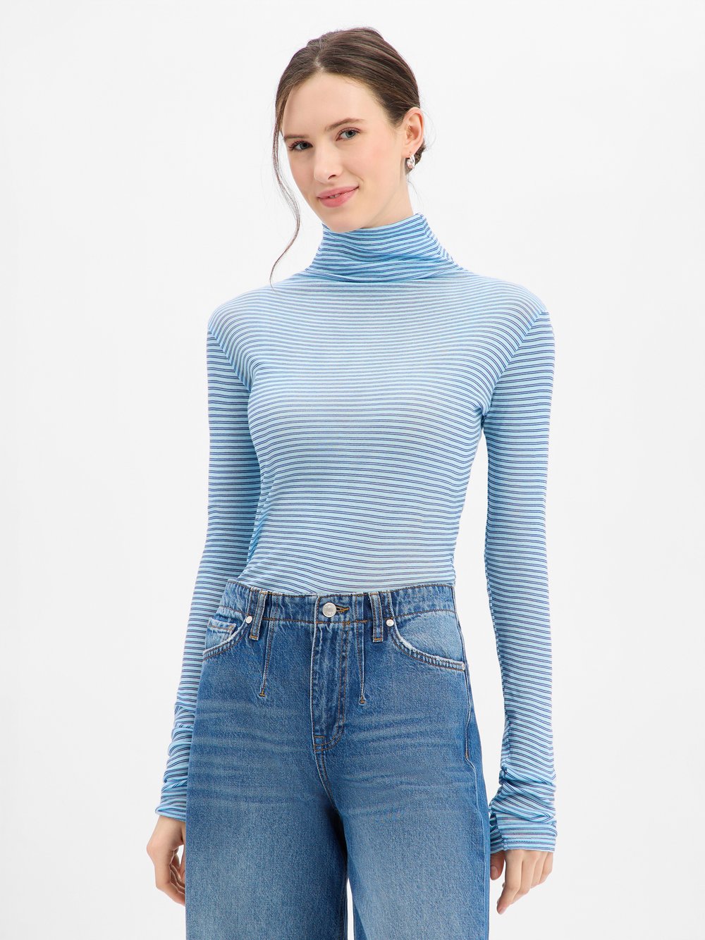 american vintage Damska koszulka z długim rękawem Kobiety Bawełna niebieski w paski, M