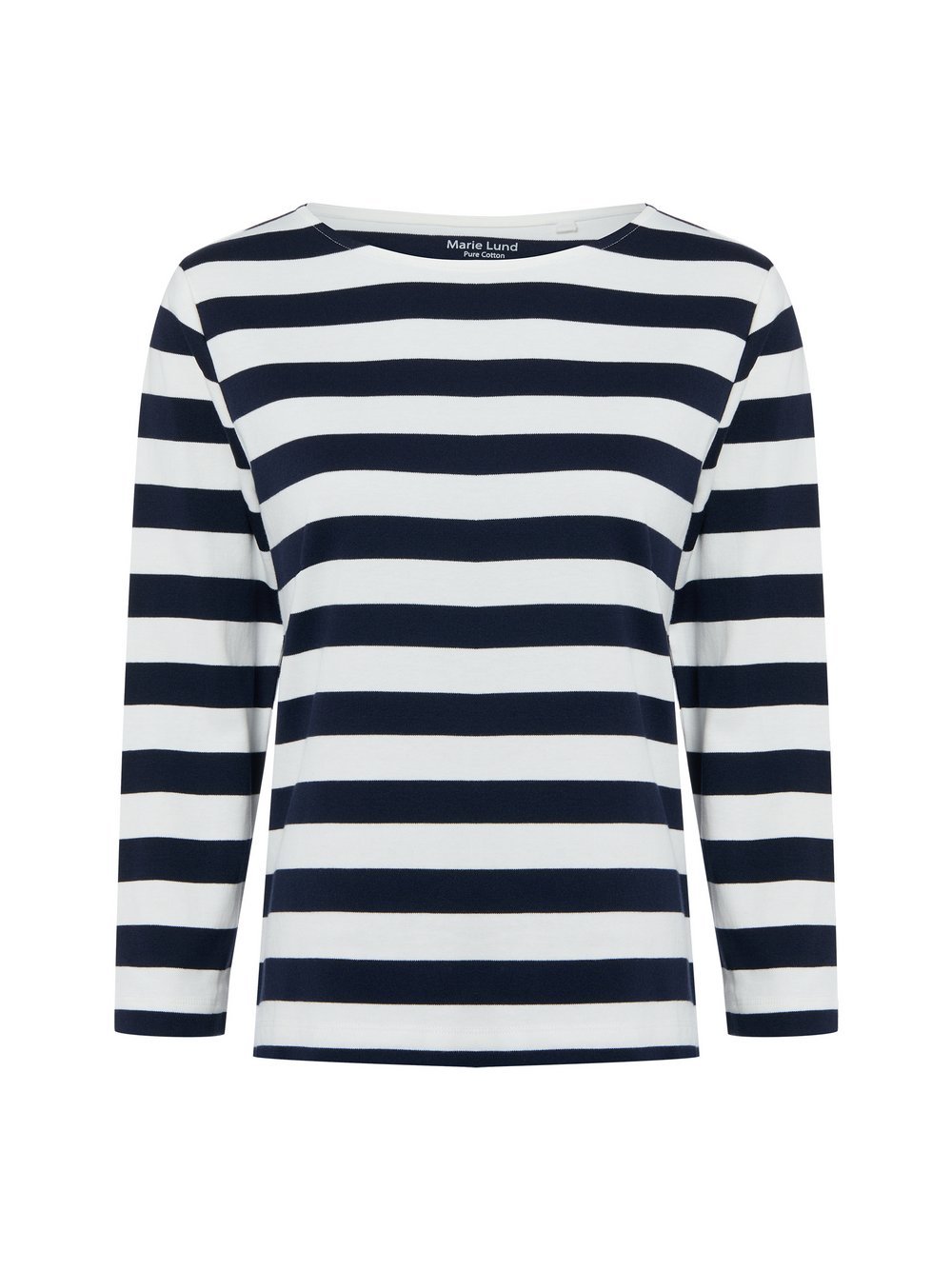 Marie Lund Damska koszulka z długim rękawem Kobiety Bawełna biały|niebieski w paski, M