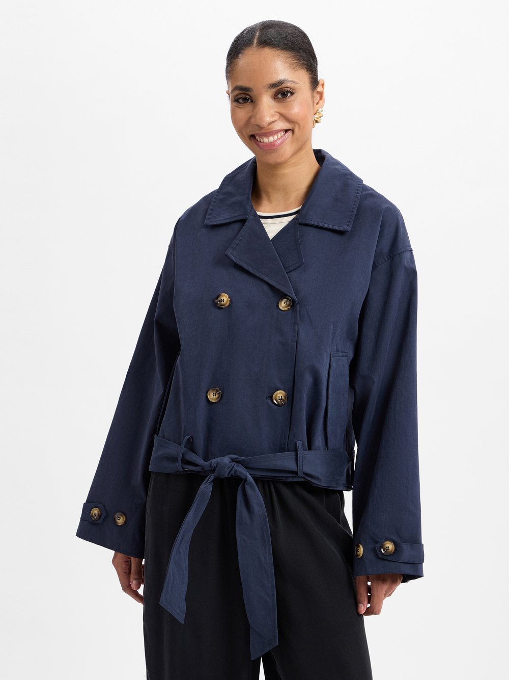 Neo Noir Damska kurtka przejściowa Kobiety Bawełna niebieski jednolity, 40