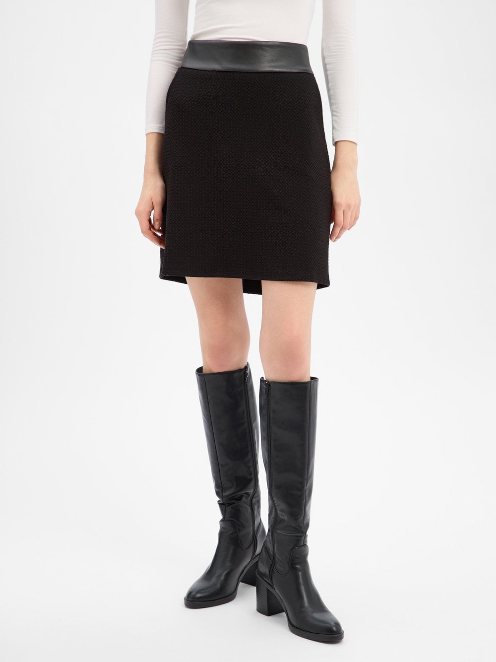 More & More Spódnica damska Kobiety Sztuczne włókno czarny wypukły wzór tkaniny, 42