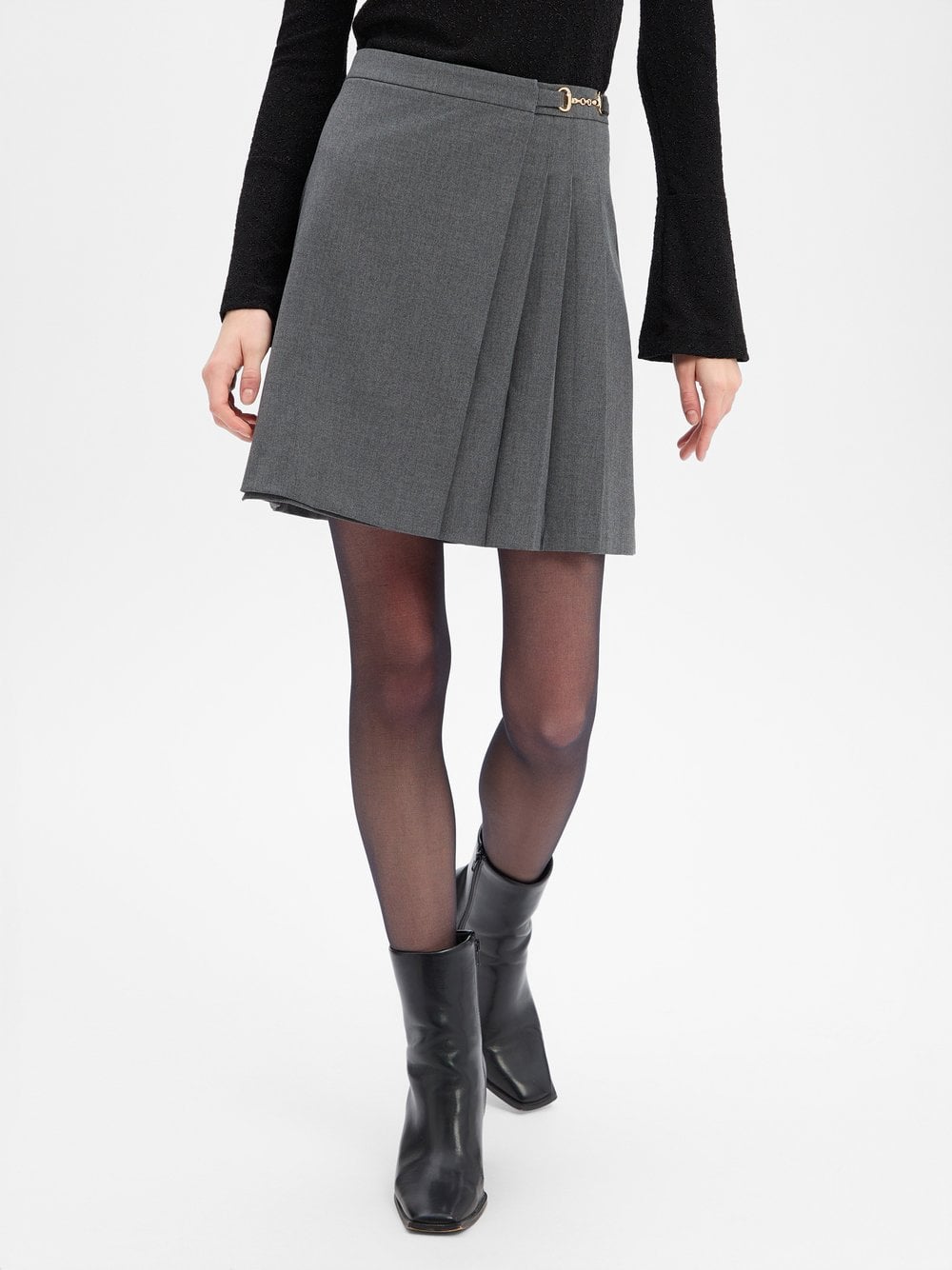 Marie Lund Damska spódnica kopertowa z zawartością wełny Kobiety szary marmurkowy, 40