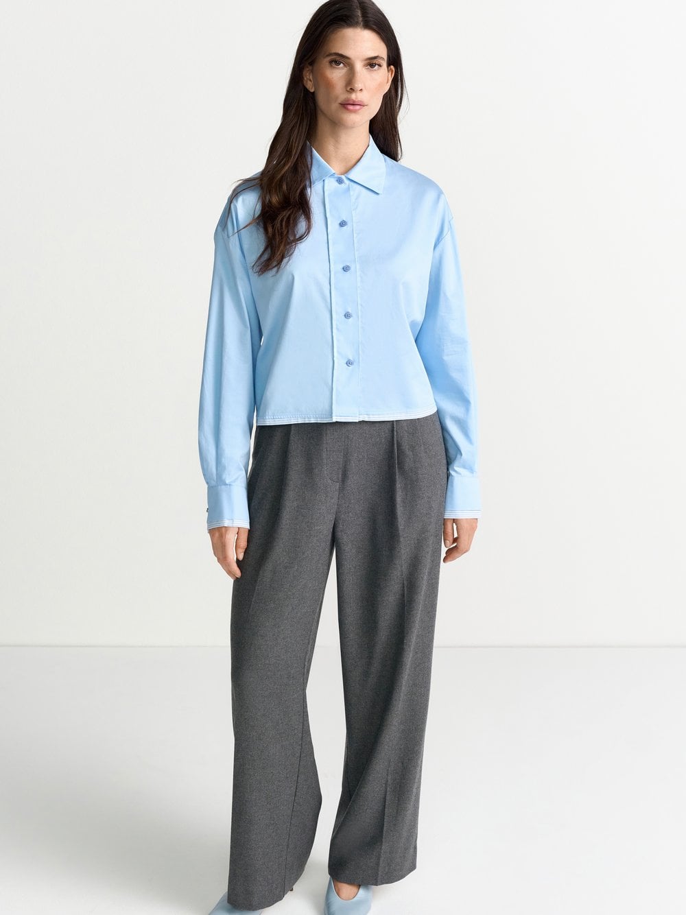 Rich & Royal Damska bluzka koszulowa Kobiety Bawełna niebieski jednolity, 34