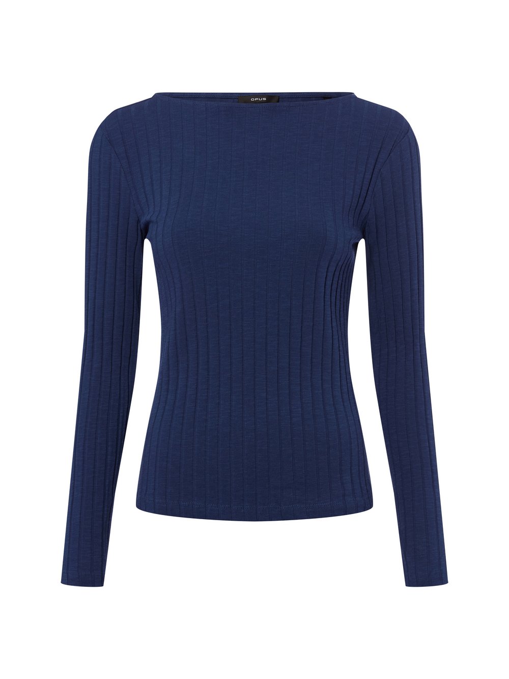 Opus Damska koszulka z długim rękawem - Sovke Kobiety Bawełna niebieski wypukły wzór tkaniny, 36