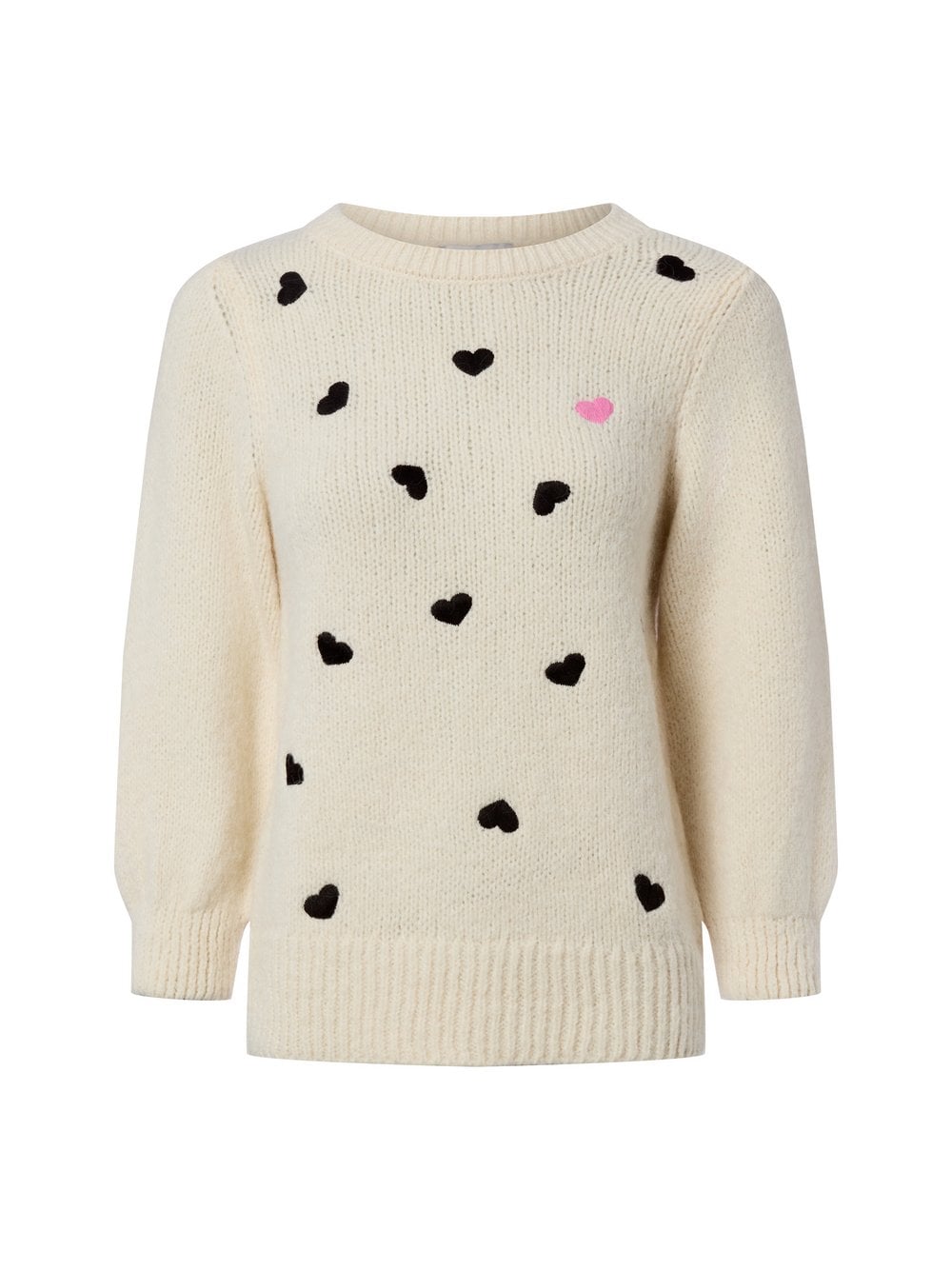 More & More Sweter damski z dzianiny Kobiety Sztuczne włókno beżowy|czarny wzorzysty, 36