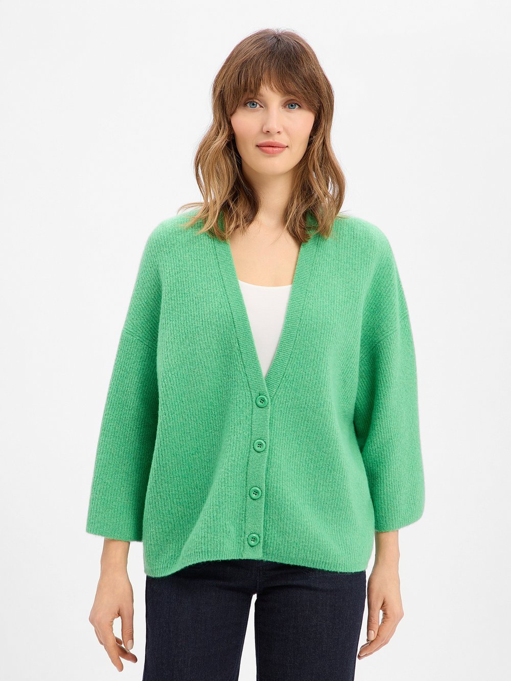 american vintage Damski kardigan z wełną - Damsville Kobiety Sztuczne włókno zielony jednolity, M/L