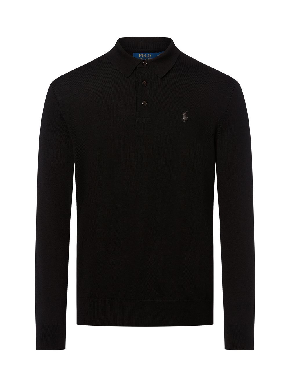 Polo Ralph Lauren Męska koszulka polo z dzianiny Mężczyźni Wełna czarny jednolity, XL