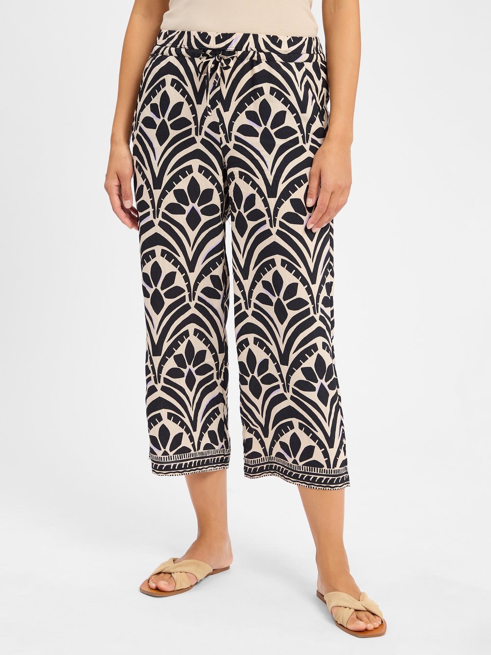 comma casual identity Damskie spodnie materiałowe Kobiety beżowy|czarny wzorzysty, 46