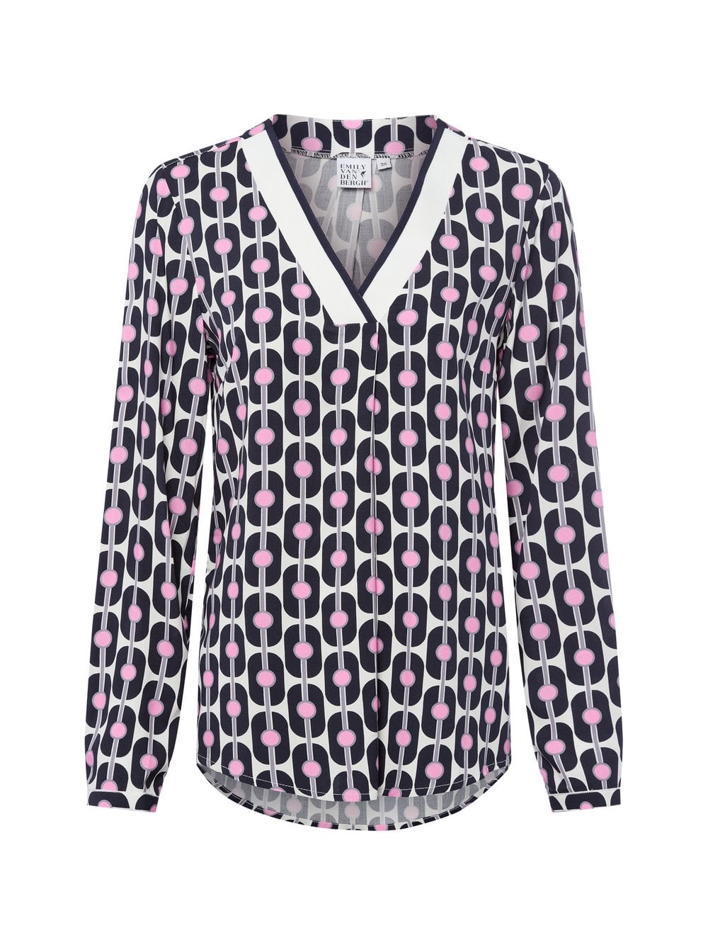 Emily van den Bergh Bluzka damska tunika Kobiety wiskoza niebieski|wyrazisty róż|biały wzorzysty, 44