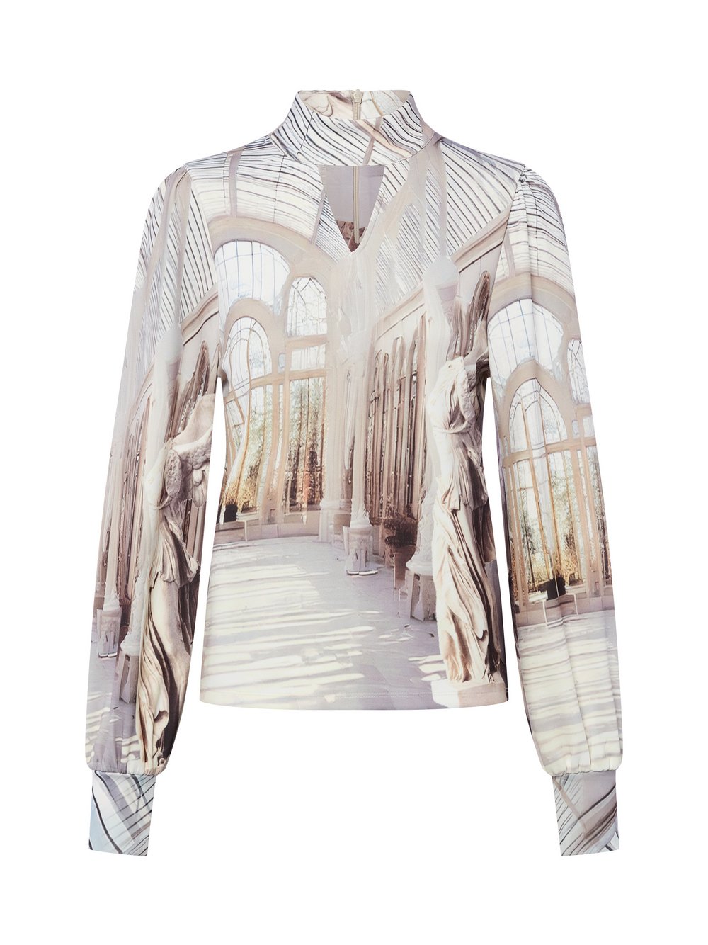 Monari Damska bluzka koszulowa - Glamour Nights Kobiety beżowy|szary nadruk, 44