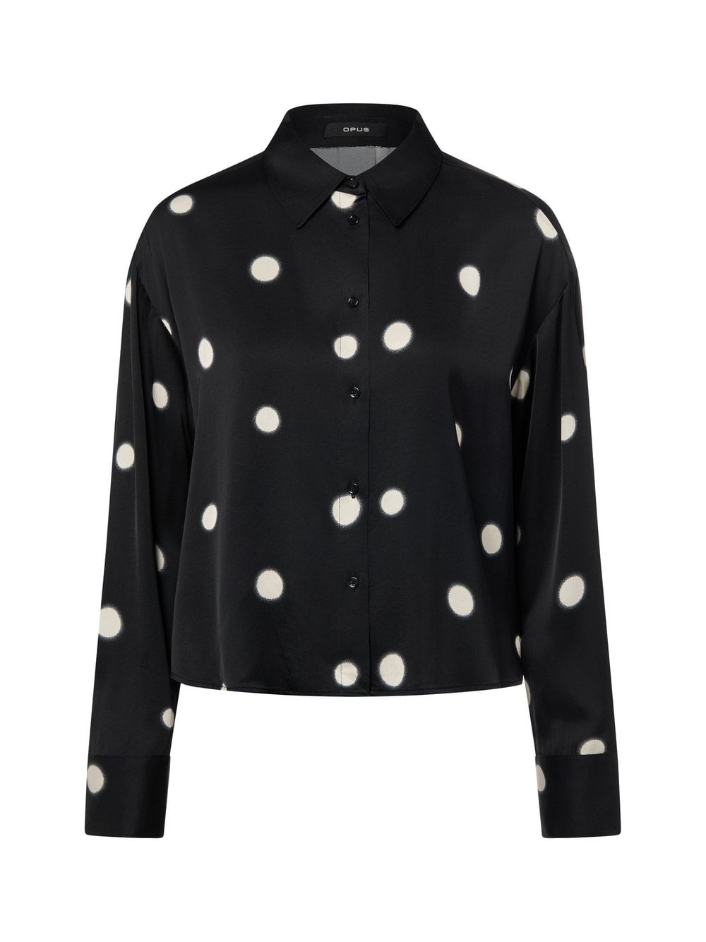 Opus Damska bluzka koszulowa - Farmena dot Kobiety Satyna czarny|biały w kropki, 34