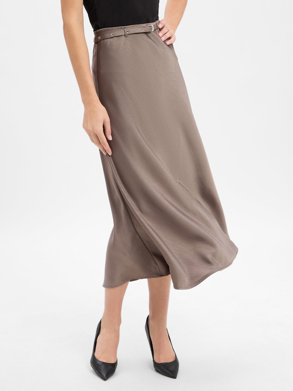 Neo Noir Damska spódnica satynowa Kobiety Sztuczne włókno szary jednolity, 34