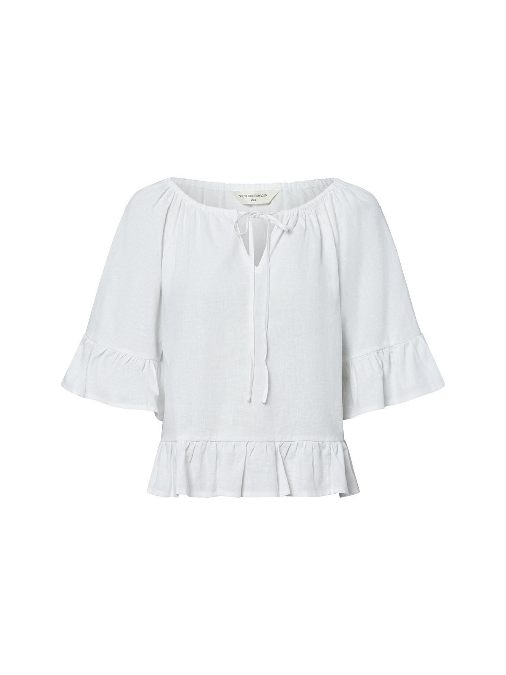 Msch Copenhagen Bluzka z zawartością lnu - MSCHRYAN CONELLA Kobiety len biały jednolity, S/M