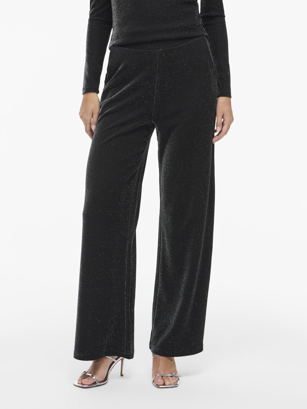 Vila Damskie spodnie materiałowe - Vieleinas Kobiety srebrny wzorzysty, XL