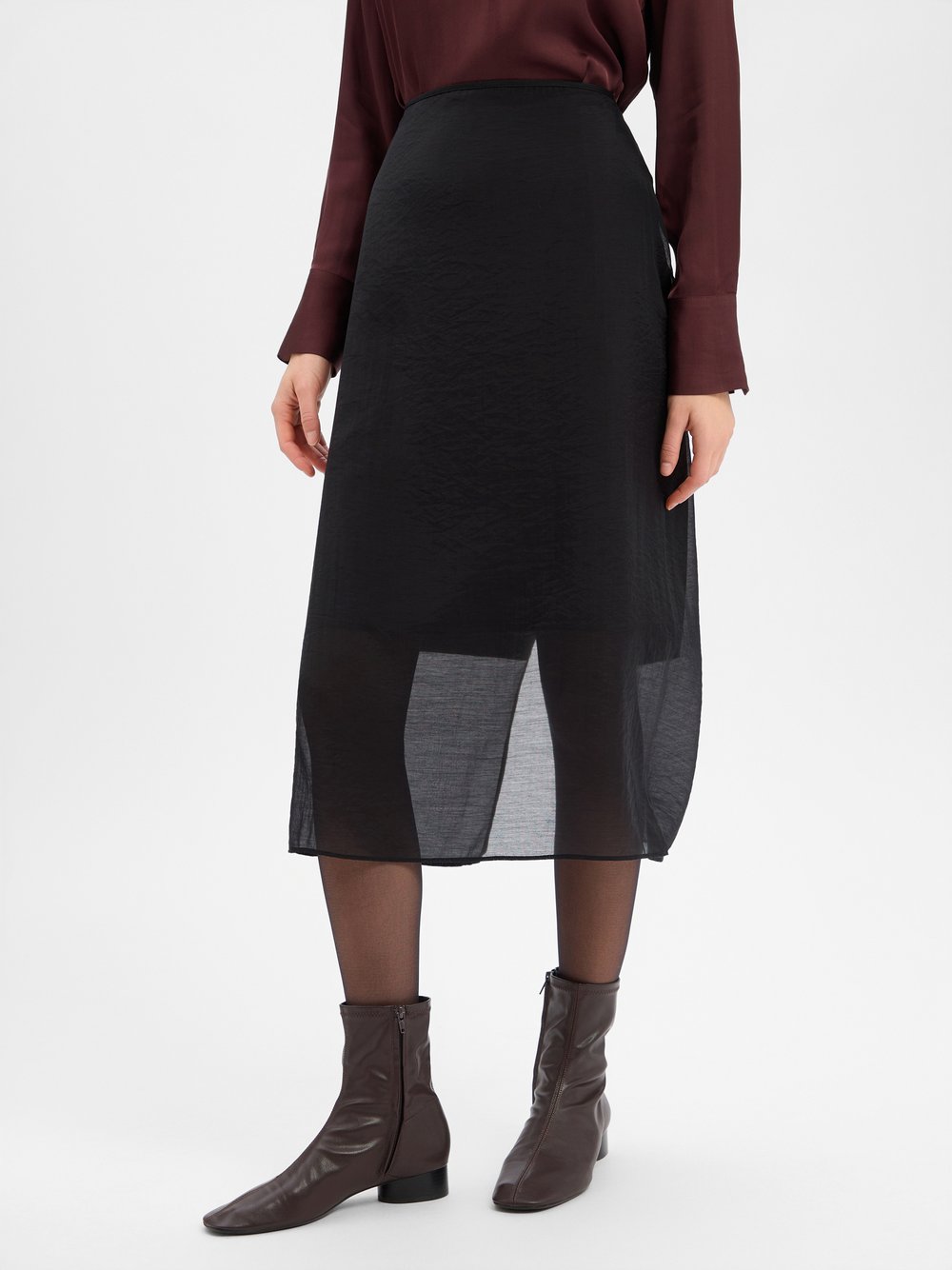 Opus Damska spódnica midi - Renny Kobiety Sztuczne włókno czarny jednolity, 36