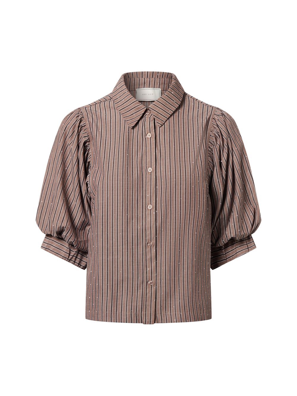 Neo Noir Damska bluzka koszulowa - Etta Kobiety beżowy|szary w paski, 36