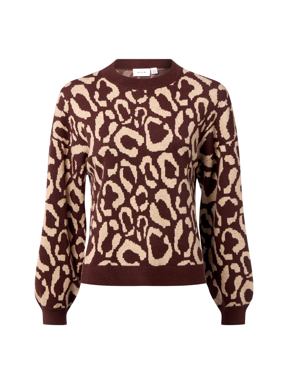 Vila Sweter damski z dzianiny - VITip Kobiety brązowy|beżowy wzorzysty, L