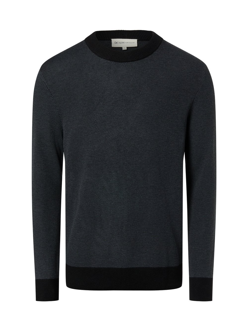 Tom Tailor Denim Męski sweter z dzianiny Mężczyźni Bawełna czarny|szary marmurkowy, XL